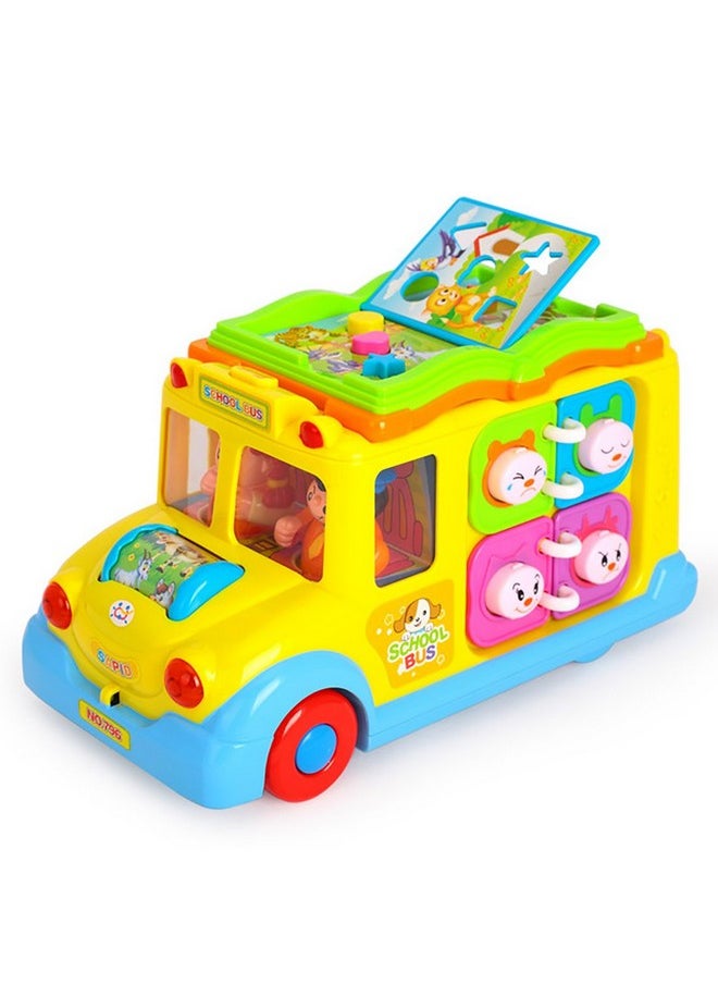 Baby Intellectual School Bus Activity Toy Vehicle With Music, Sounds, And Lights For Toddlers (Multicolor)