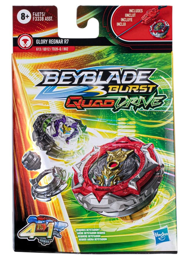 Burst Quaddrive Glory Regnar R7 - Beyblade Spinning Top Starter Pack Toy, Beyblade Battling Game Top Toy With Launcher For Kids Ages 8+, Original Beyblade By Hasbro