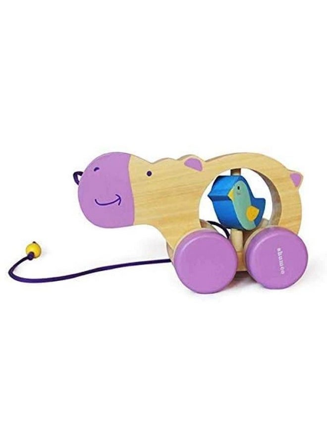 Wooden Haley Pull-Along Hippo Toy (1 Years+) | Multicolor | Eco Friendly & Safe | 100% Child Safe | No Plastic | Astm Certified