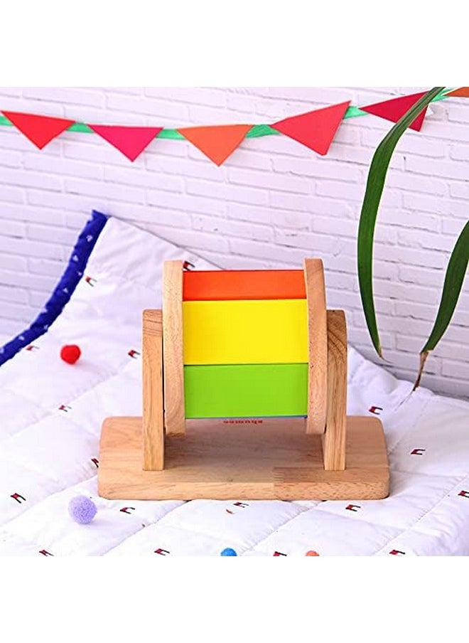 Wooden Montessori Rainbow Spinner Toy (6 Months+) | Multicolor | Learning Tool | Non Toxic Colors | Organic & Safe