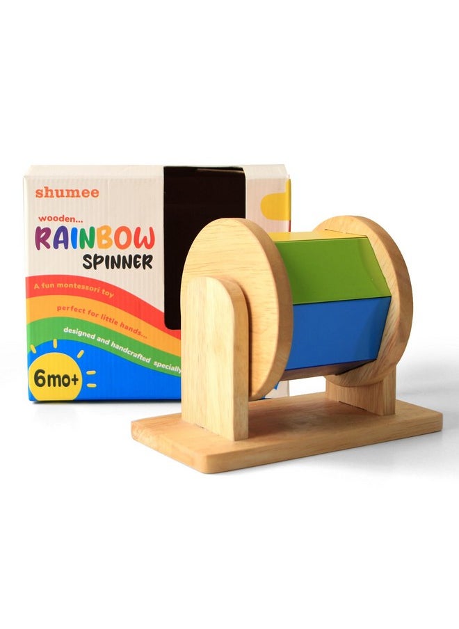 Wooden Montessori Rainbow Spinner Toy (6 Months+) | Multicolor | Learning Tool | Non Toxic Colors | Organic & Safe