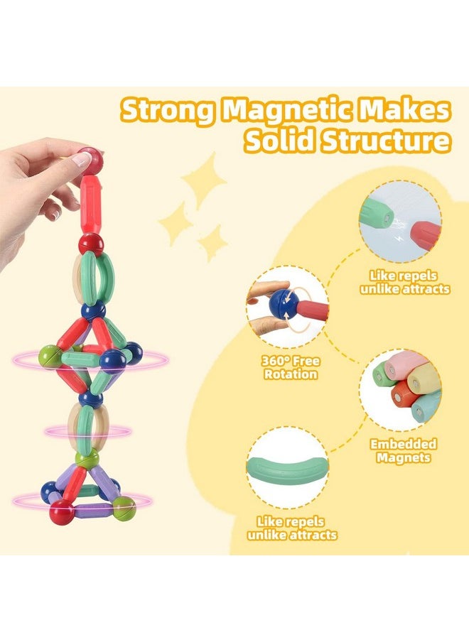 Diy Stem Magnetic Sticks Building Blocks Toy For Kids, 3D Magnetic Balls And Rods Set Kids Montessori Educational Toys Stacking Toys For Kids Age 3+ Years (100 Pcs), Multi