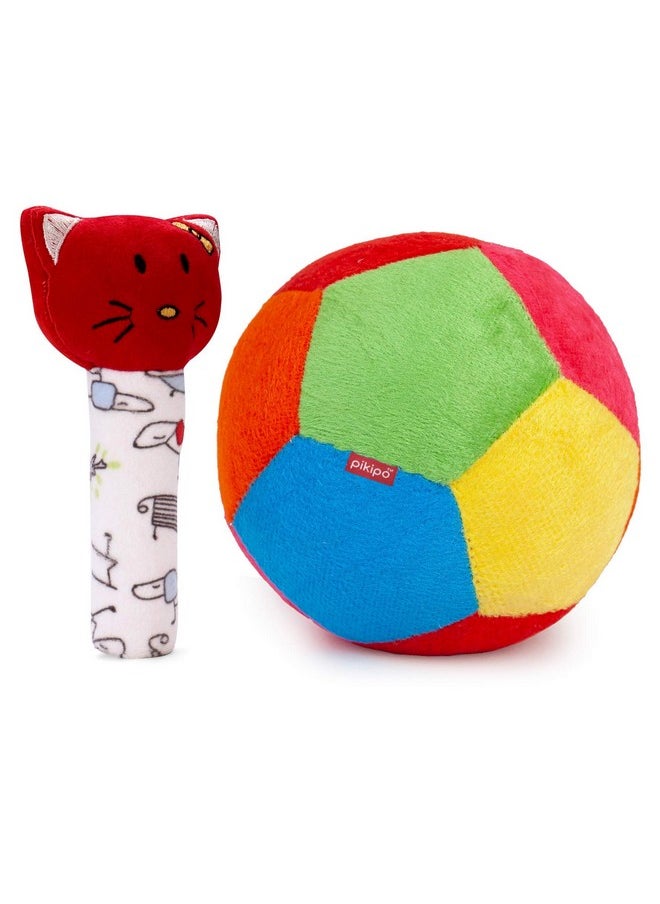 Soft Ball (Medium, 15Cm) And Kitty Face Soft Rattle Combo