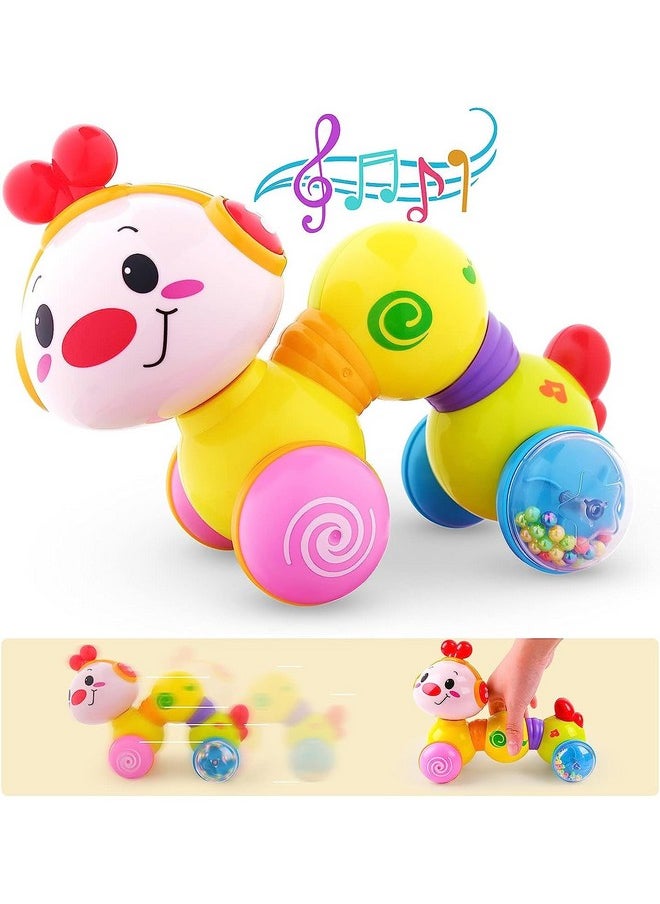 Caterpillar Press & Go Toy Musical,Baby Toys 6 To 12 Months, Light Up Head Inchworm Infant Toys, Baby Crawling & Educational Toys For 1 Year Old Boys & Girls (Caterpillar) - Multicolor