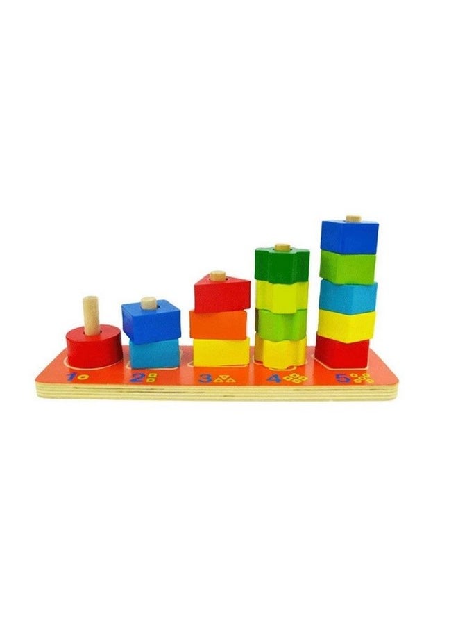 Wooden Geometric Shapes Stacking&Sorting Toy For 3+ Kids; Montessori Color Recognition Educational Learning Game (5 Shapes,Multicolor), 26 Pcs