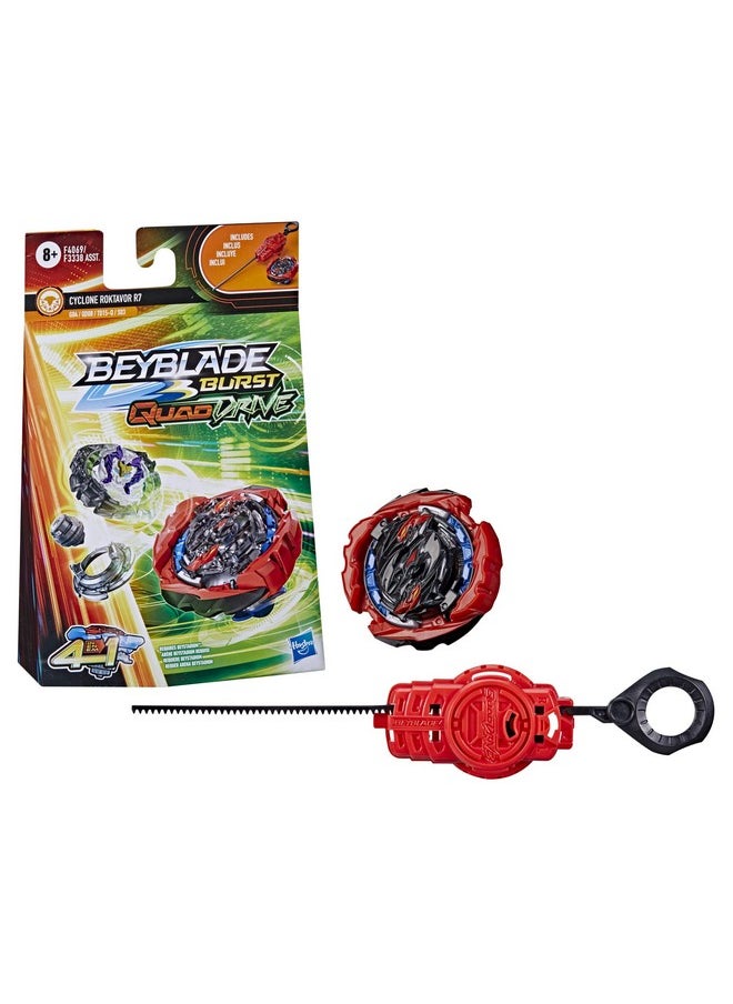 Burst Quaddrive Cyclone Roktavor R7 - Stamina/Defense Type - Beyblade Spinning Top Starter Pack Toy, Beyblade Battling Game Top Toy With Launcher For Kids Ages 8+, Original Beyblade By Hasbro