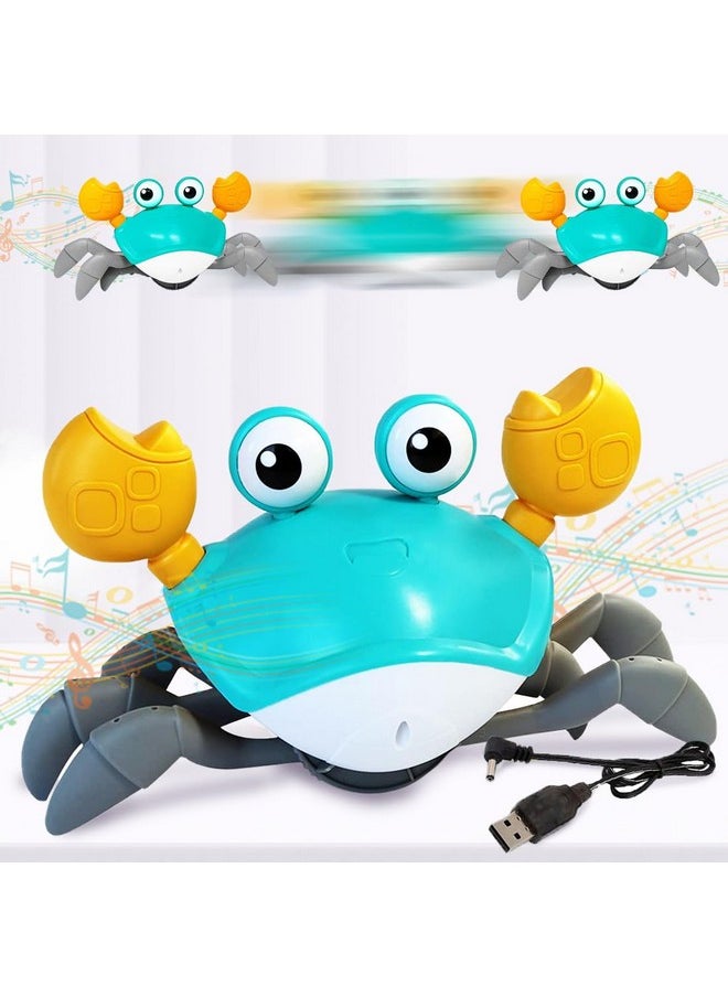 Crawling Crab Baby Toy For Kids Toddlers Infant Tummy Time Interactive Moving Toys For Babies 12 Months Electric Sensor Musical Dancing Walking Crab Toy Gift For Kids 1 2 3 Year Rechargeable