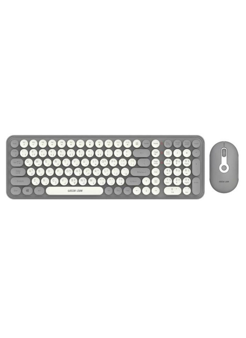 GKM-300 Wireless Keyboard & Mouse with Built-in Iron Plate, Quiet Typing, 5 Million Keystrokes, 1600 DPI Mouse Resolution, 10m Wireless Range - Gray