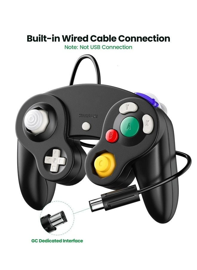 2PCS Wired Controller Classic Gamepad for Nintendo Wii Controller - Enhanced (Black)