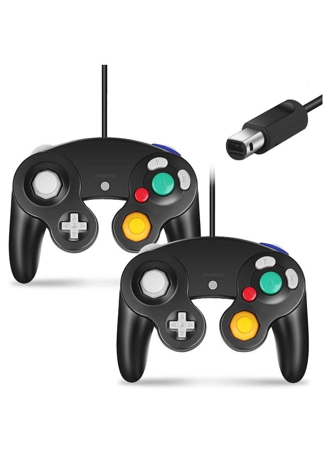 2PCS Wired Controller Classic Gamepad for Nintendo Wii Controller - Enhanced (Black)