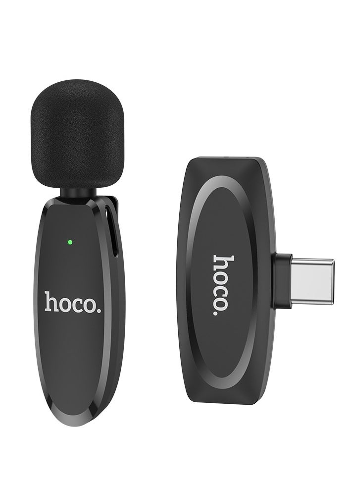 hoco L15 Type-C Crystal Lavalier Wireless Digital Microphone – Omnidirectional, 6-Hour Battery Life, Compatible with Huawei and More