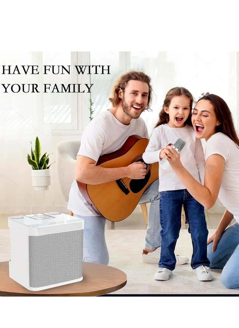 Karaoke Machine for Gift - Portable Wireless Karaoke Speaker, Bluetooth, Microphone, LED Lights, Rechargeable, Perfect for Parties, Kids, and Adults, White Color – Ideal Gift for Any Occasion