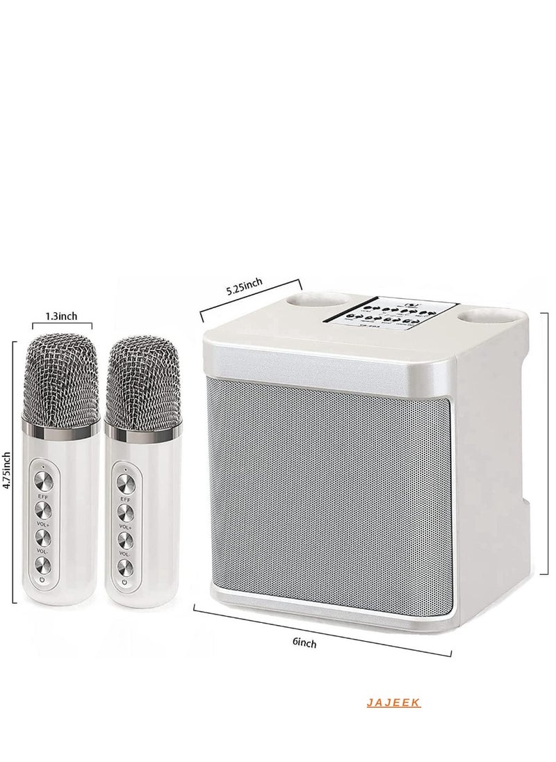 Rechargeable Speaker and Microphone Set | 1 HD Speaker & 2 Voice Changer Microphones | Portable High-Quality Deep Bass Stereo Sound Box | Ideal for Parties, Events, Karaoke, and Outdoor Fun (Beige)