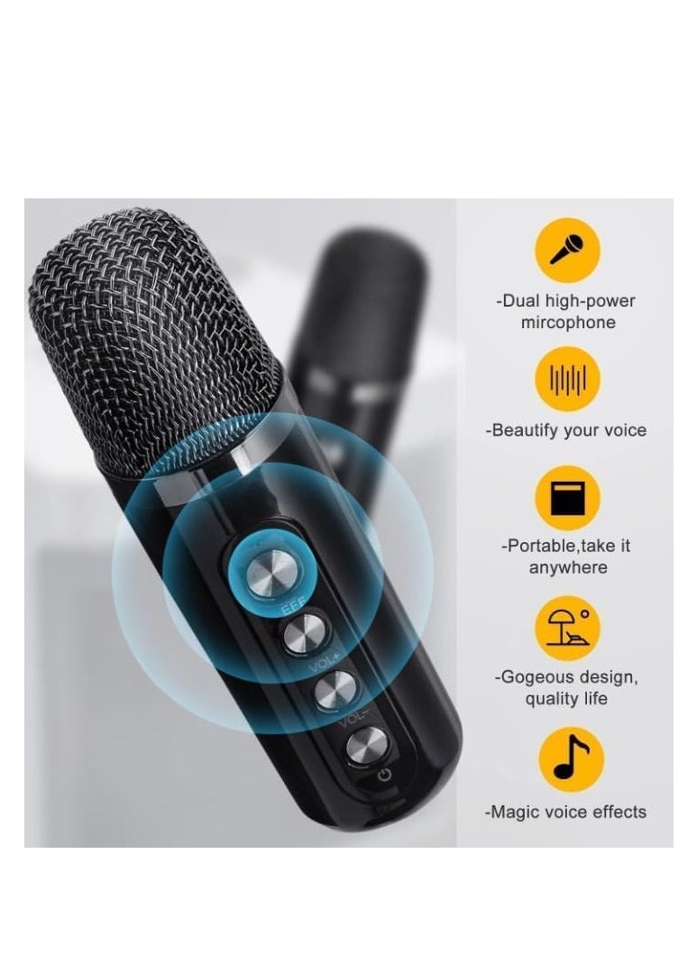 Portable Bluetooth Speaker & Karaoke Machine for Adults and Kids | 2 Wireless Microphones | PA System with Echo & Voice Cut | Singing Machine for Christmas, Family Parties & Events | YS-203