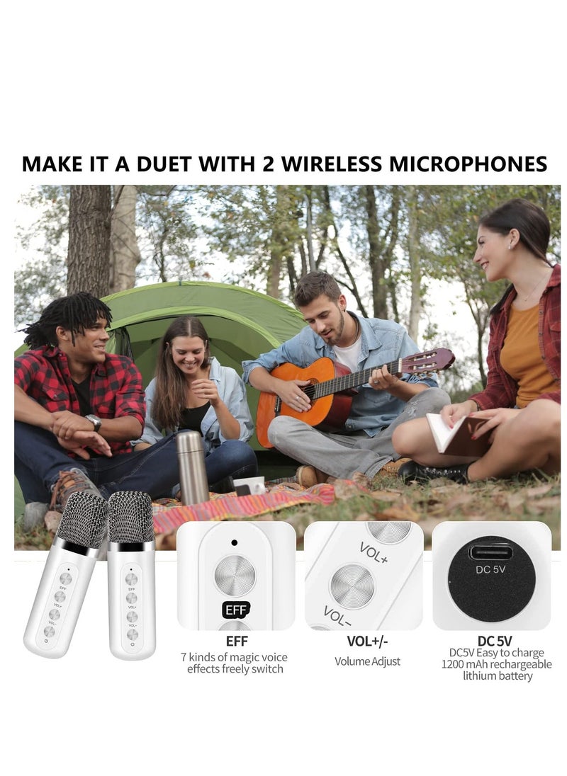 EXPRESS Karaoke Machine with 2 Wireless Microphones for Adults | Portable Bluetooth Speaker System for Kids | Singing Machine with Echo & Voice Cut | Supports TF, AUX-IN | Perfect for Home Parties, Meetings, and Family Fun