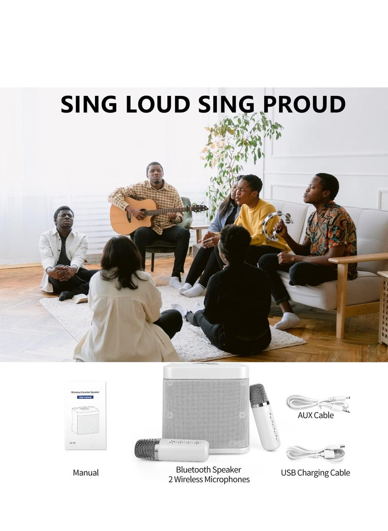 EXPRESS Karaoke Machine with 2 Wireless Microphones for Adults | Portable Bluetooth Speaker System for Kids | Singing Machine with Echo & Voice Cut | Supports TF, AUX-IN | Perfect for Home Parties, Meetings, and Family Fun