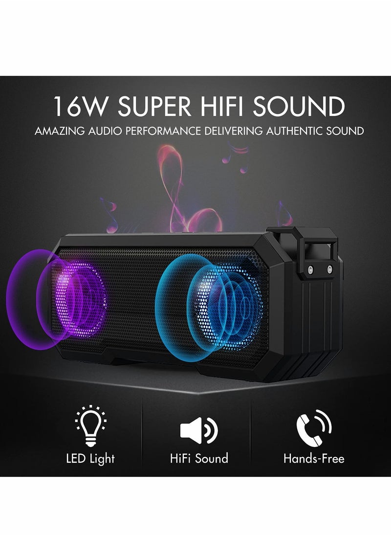 Ultimate Portable Bluetooth Speaker - IPX7 Waterproof, 16W Stereo Sound, Bluetooth 5.0, 12H Playtime for Outdoor Adventures