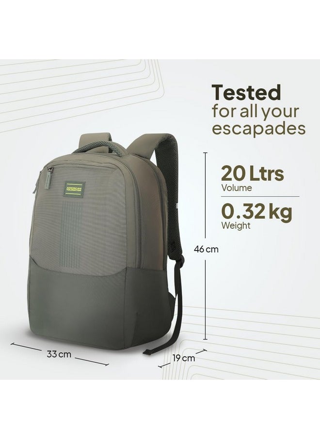 New Bounce Style 01, 27L Volume College Backpack With Front Organizer And Spacious Interiors For Men & Women - Olive