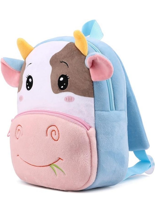 Cute Boy'S And Girl'S Plush Kids Bag Full Embroidery Designs Mini Travel Backpack (New Cow)