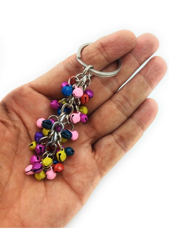 Jingle Rainbow Mini Bell 6Mm 40 Pc Joint Hand Made Metal Keychain Matt Multicolour