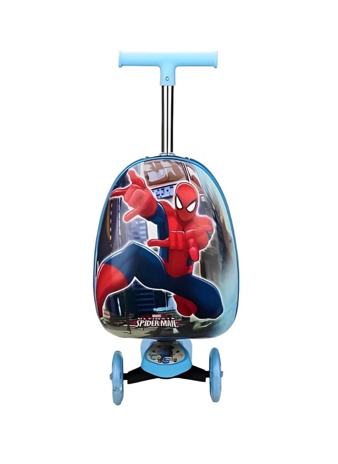 Spiderman Kids Scooter Suitcase, Kids Luggage Scooter, Rolling Luggage Duffle Bag, Trolley Case with Scooter for Children