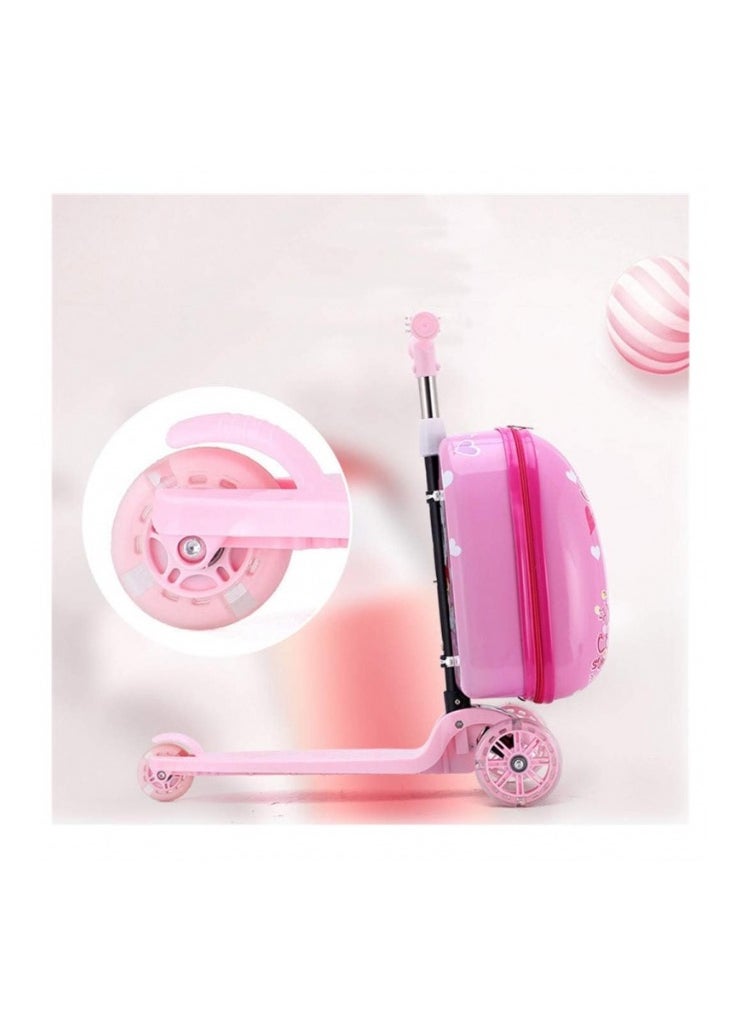 LOL Surprise Kids Scooter Suitcase, Kids Luggage Scooter, Rolling Luggage Duffle Bag, Trolley Case with Scooter for Children