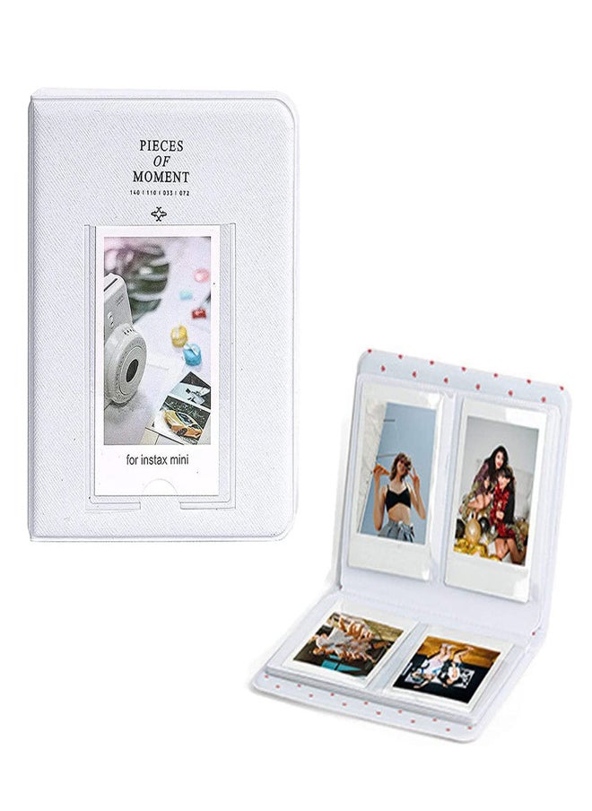 Protective Case for Fujifilm Instax Mini 12 Instant Camera, PU Leather Camera Carrying Bag Cover with Adjustable Shoulder Strap and Mini Photo Album 64 Pockets - White