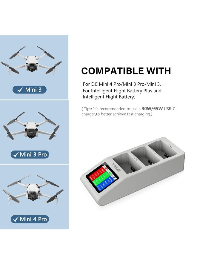 Mini 4 Pro LCD Battery Two Way Charger, Charging Hub, Charge Three Batteries For DJI Mini 4 Pro, Mini 3, Mini 3 Pro Drone Accessories