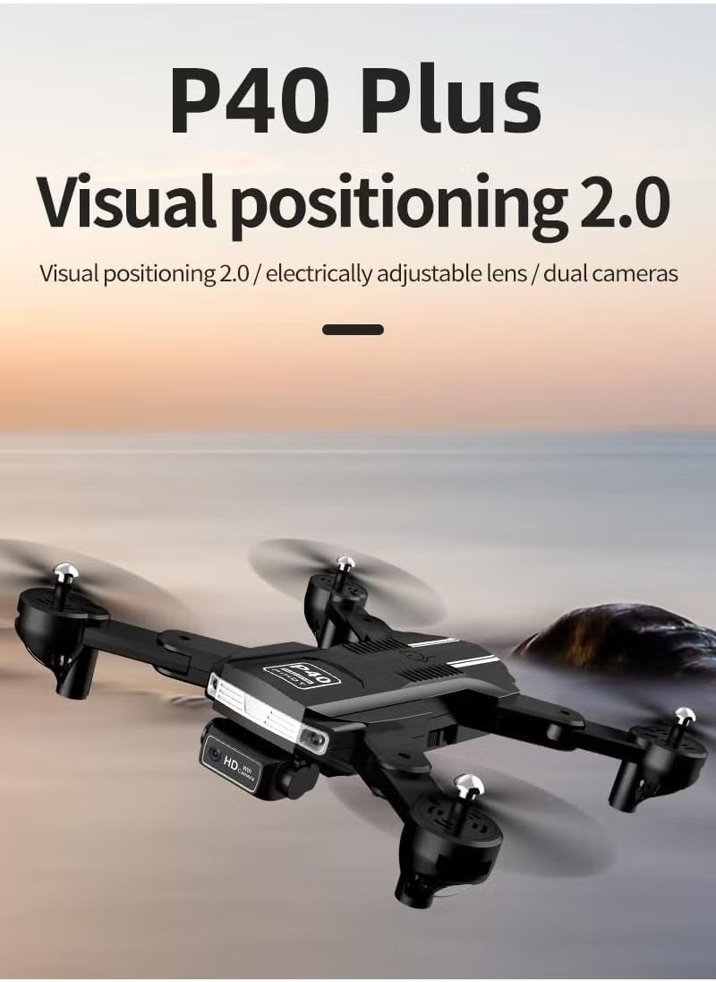 P40 Drone with Dual Camera & Remote Adjustment – Visual Positioning, Portable Suitcase, 4K HD Camera Mode, Long Battery Life, Foldable Drone for Aerial Photography and Adventure