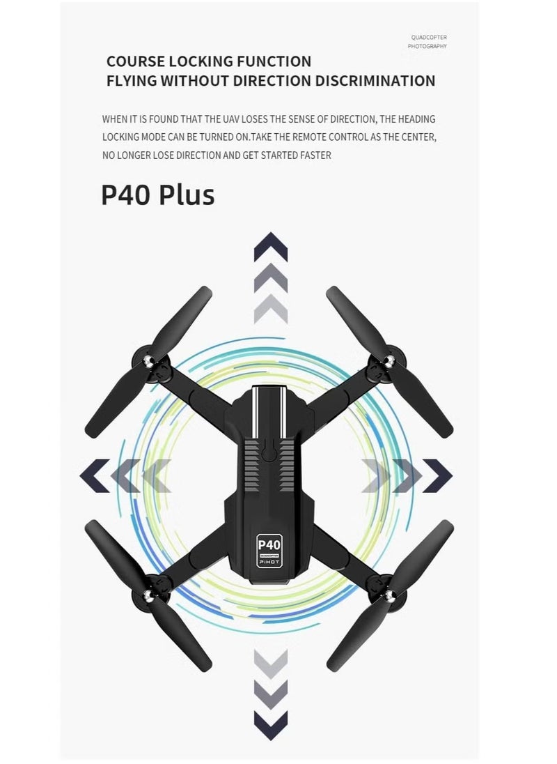 P40 Drone with Dual Camera & Remote Adjustment – Visual Positioning, Portable Suitcase, 4K HD Camera Mode, Long Battery Life, Foldable Drone for Aerial Photography and Adventure