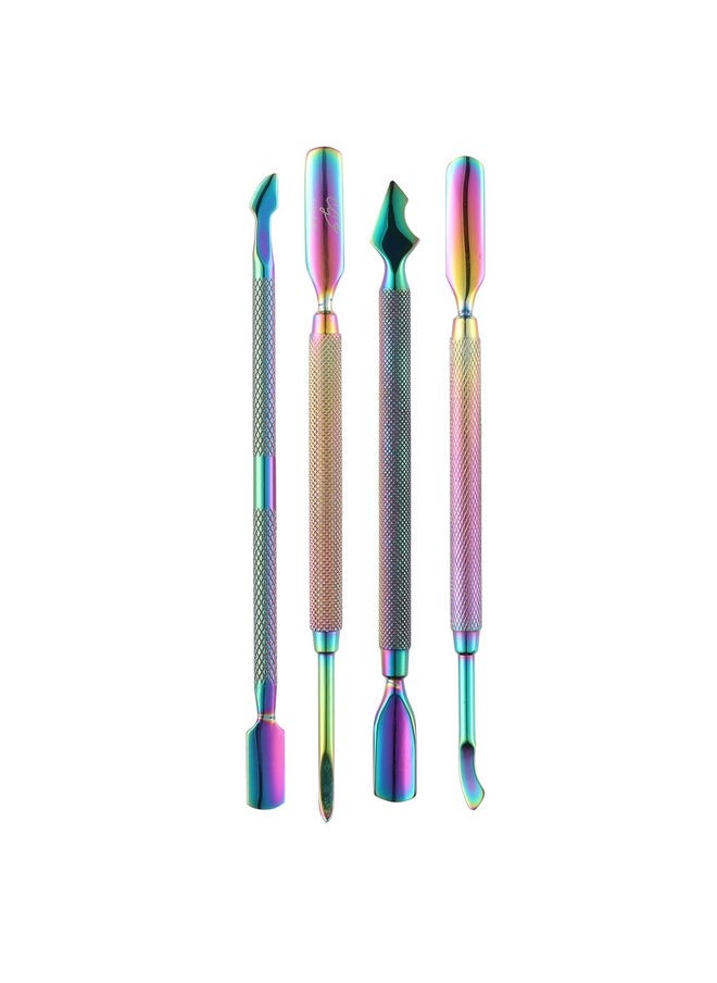 Cuticle Pusher Kit - Dual End Nail Gel Polish Removal Pushers, Nail Art Kit Includes Cutting Knife, Spear-End Remover, Bell Shape Remover, Big Cuticle Cutter, Spoon Remover, Multicolor