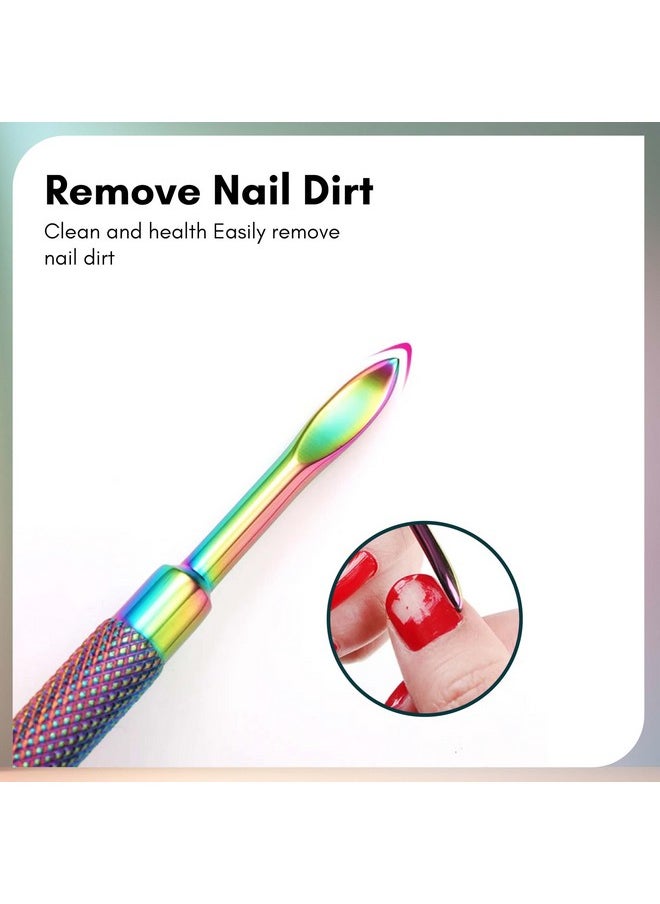 Cuticle Pusher Kit - Dual End Nail Gel Polish Removal Pushers, Nail Art Kit Includes Cutting Knife, Spear-End Remover, Bell Shape Remover, Big Cuticle Cutter, Spoon Remover, Multicolor