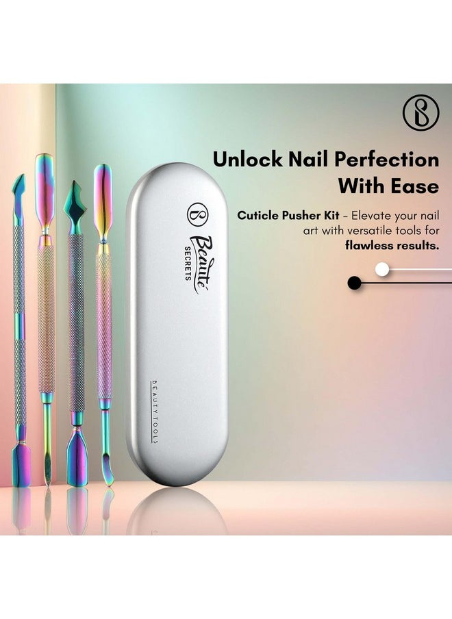 Cuticle Pusher Kit - Dual End Nail Gel Polish Removal Pushers, Nail Art Kit Includes Cutting Knife, Spear-End Remover, Bell Shape Remover, Big Cuticle Cutter, Spoon Remover, Multicolor