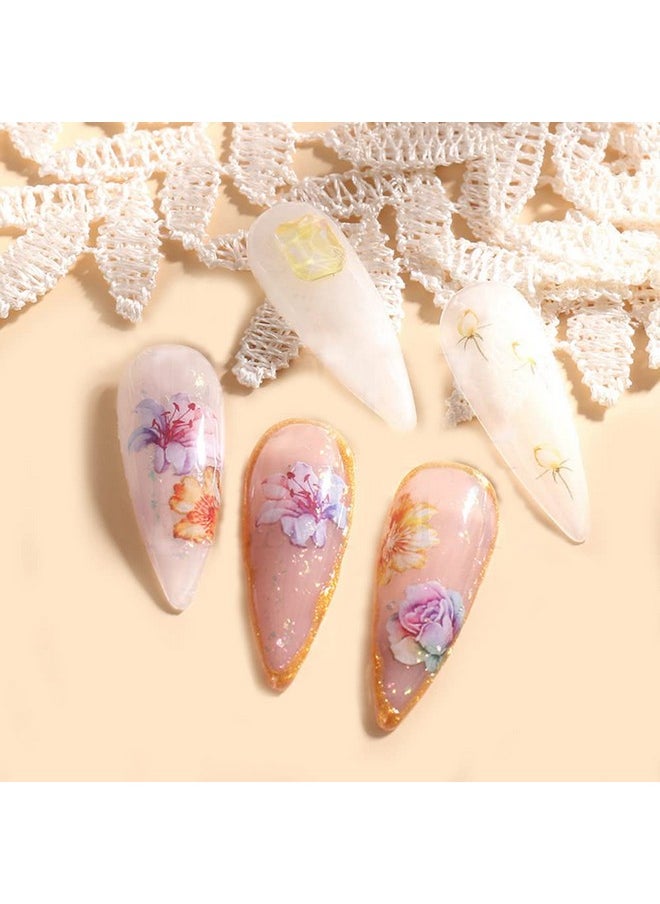 12 Sheets Water Transfer, Nail Fashion Sticker Decal, Rose Butterfly Leaf Flower Diy Manicure