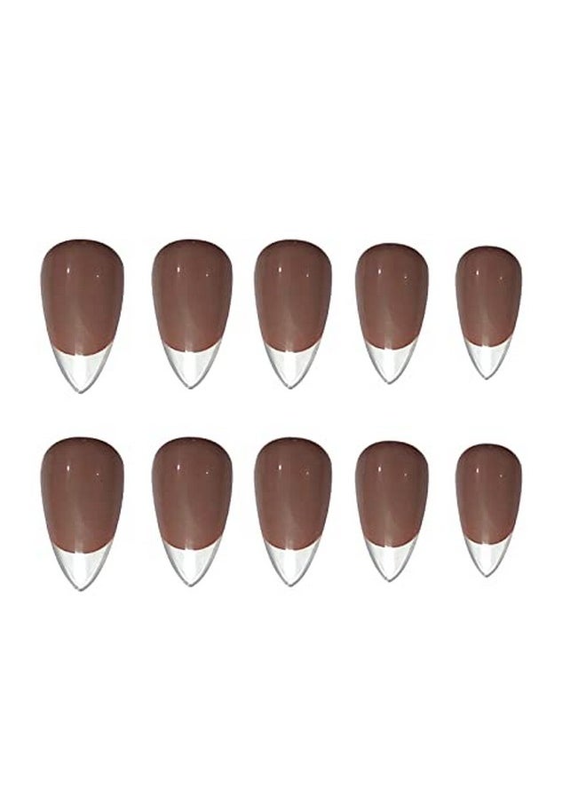 Brown To Love Almond Shape Press On Nails Artificial Nails, Reusable Fake Nails, Set Of 22 False Nails Universally Sized Nail Extensions For Women Press- On Nails, Longlasting Fake Nails With Glue Glossy Finish (Brown To Love)