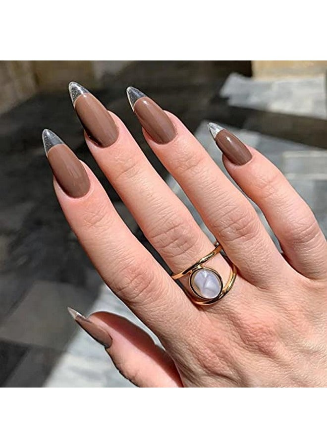 Brown To Love Almond Shape Press On Nails Artificial Nails, Reusable Fake Nails, Set Of 22 False Nails Universally Sized Nail Extensions For Women Press- On Nails, Longlasting Fake Nails With Glue Glossy Finish (Brown To Love)