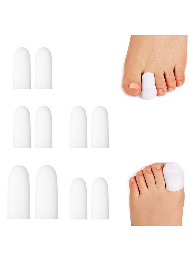 Toe Protectors For Men Women Soft Gel Toe Caps For Foot Pain Relief Toe Separator Toe Sleeves For Ingrown Toenails Corns Calluses Blisters - 2 Large + 8 Small