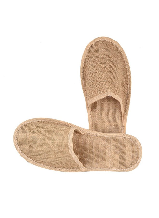 Disposable Jute Slippers Closed-Toe Style Soft Slippers Footwear For Home Guest Hotel Travell And Spa Salon (Free-Size) Brown ((Free Size), 10)