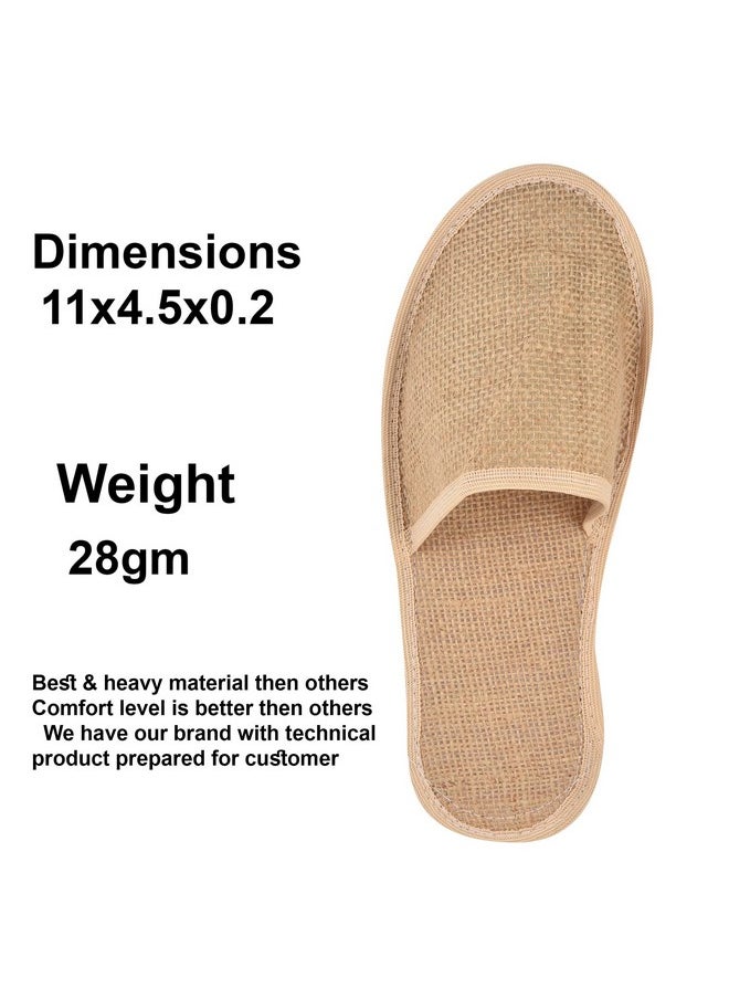 Disposable Jute Slippers Closed-Toe Style Soft Slippers Footwear For Home Guest Hotel Travell And Spa Salon (Free-Size) Brown ((Free Size), 10)