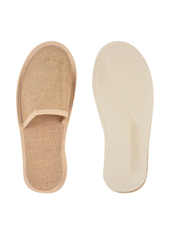 Disposable Jute Slippers Closed-Toe Style Soft Slippers Footwear For Home Guest Hotel Travell And Spa Salon (Free-Size) Brown ((Free Size), 10)