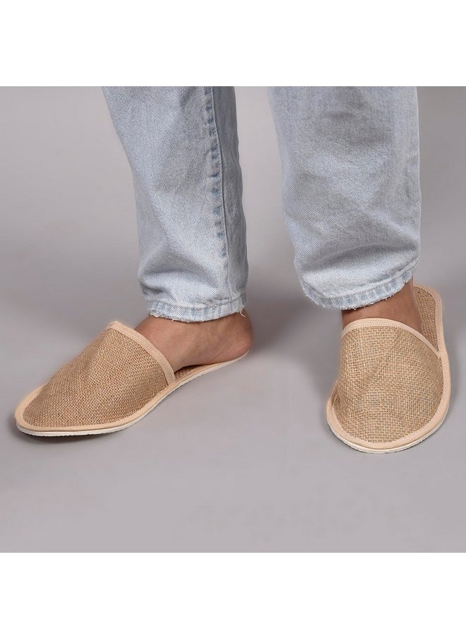 Disposable Jute Slippers Closed-Toe Style Soft Slippers Footwear For Home Guest Hotel Travell And Spa Salon (Free-Size) Brown ((Free Size), 10)