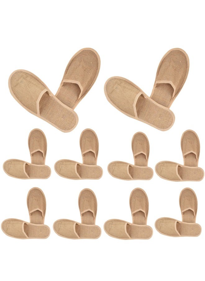 Disposable Jute Slippers Closed-Toe Style Soft Slippers Footwear For Home Guest Hotel Travell And Spa Salon (Free-Size) Brown ((Free Size), 10)