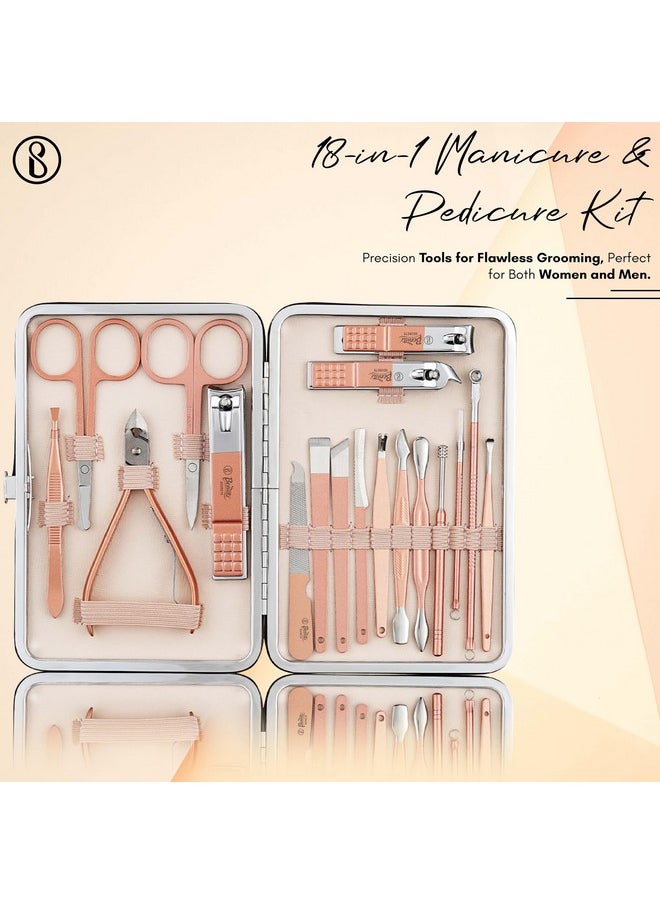 Manicure Kit, Pedicure Tools For Feet, Nail Clipper, Manicure Pedicure Kit For Women And Men, 18 Pieces,Perfect Gifts For Women And Men (Rose Gold)