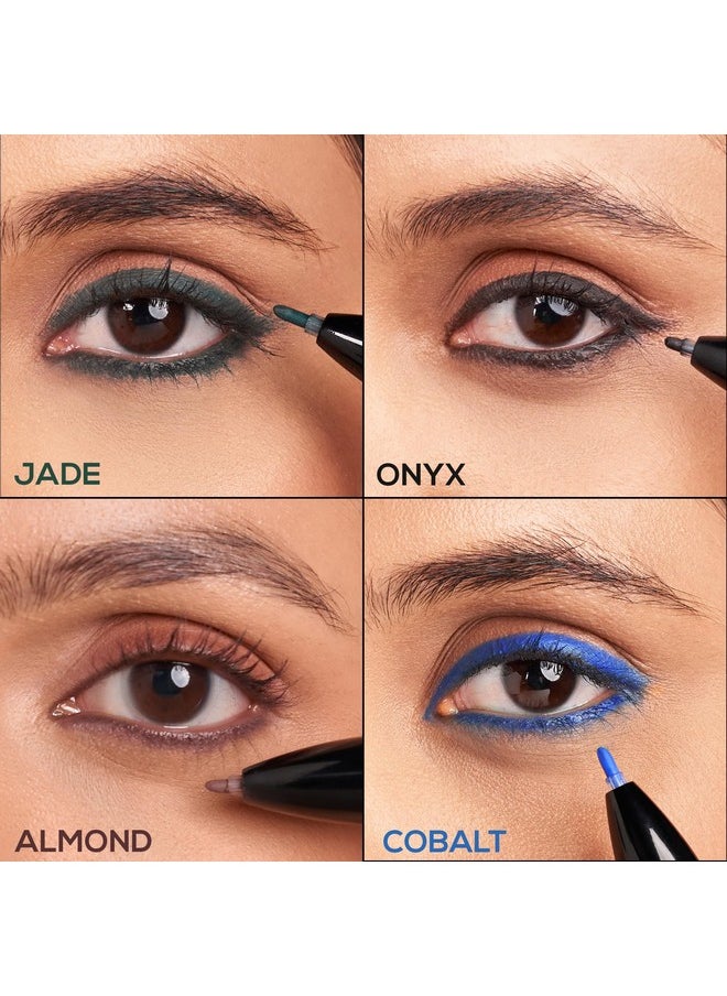 Bold 4-4-In-1 Kajal - Four Shades Black, Brown, Teal & Blue - Matte Finish, Rich Color Payoff, One-Stroke Application, Travel Friendly & Easy To Use