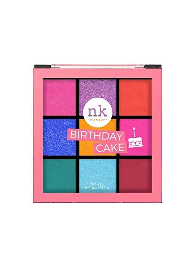 Nicka K Nine Color Eyeshadow Palette, Matte & Shimmery Finish - Birthday Cake, Multicolor, 11G