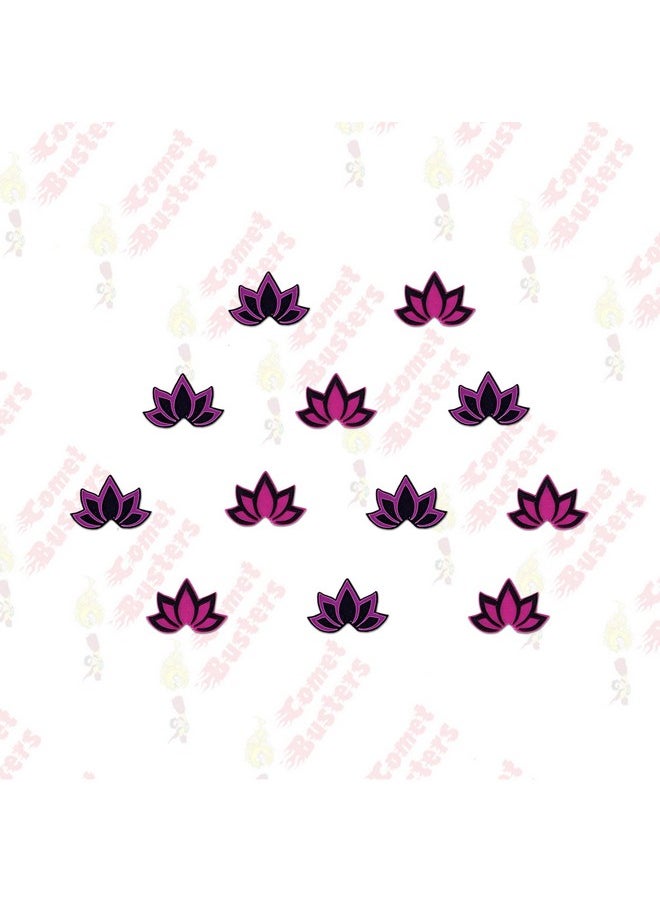 Beautiful Handcrafted Pink And Black Lotus Bindis For Women (4 Mm) (Bv2250)