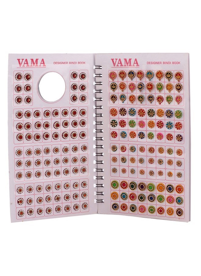 Fashions Multicolour Stone Border Kumkum Sticker Designer Spiral Bindi Booklet Bride For Women (372 Full Stone Bindi Book) Pack Of 1