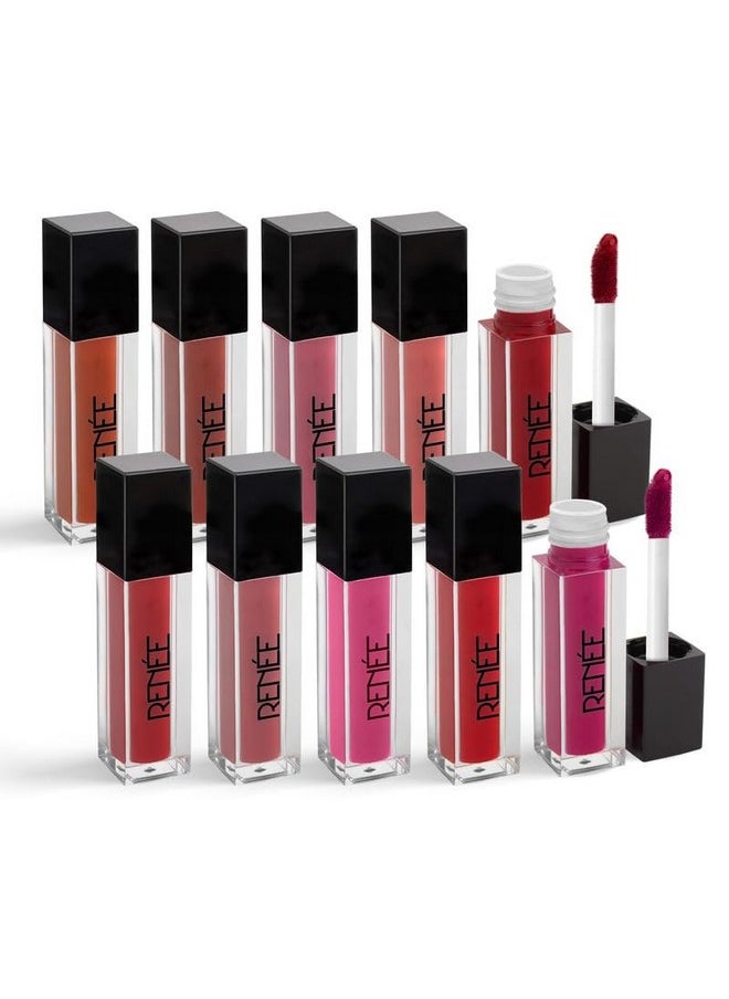 Stay Forever Matte Liquid Lipstick Combo - Transfer-Proof, Smudge-Proof, Long Lasting, Infused With Vitamin E & Jojoba Oil - Perfect For Gifting, Wedding, Special Occasions, Travel Pack Of 10