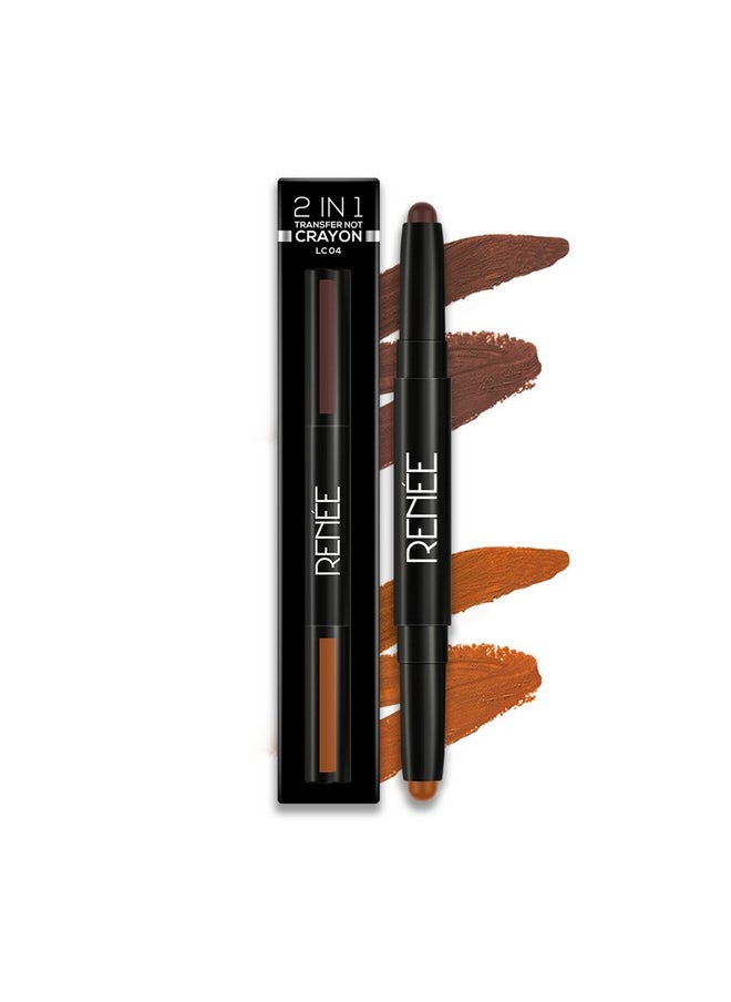 2 In 1 Transfer Not Crayon Lc 04, 4Gm| Long Lasting & Smudge Proof Formula| Matte Lip Color With 1 Light & Dark Shades| Enriched With Shea Butter