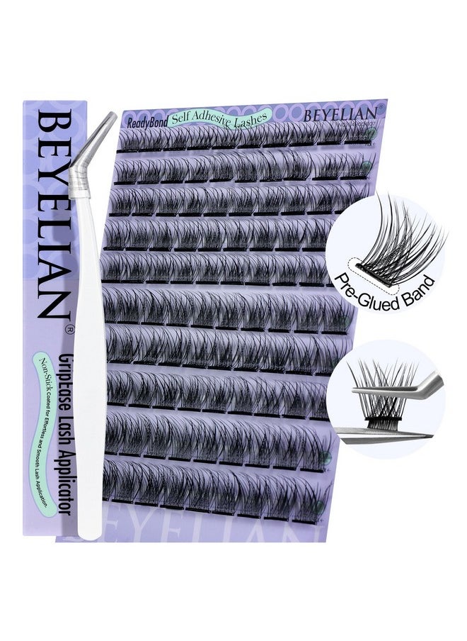 Self Adhesive Lashes, D+ Curl Press On Eyelashes, No Glue No Remover Needed, Pre Glued Lash Extension With Tweezer Self Stick Easy To Apply At Home 100 Pcs (Y01,10-16Mm)